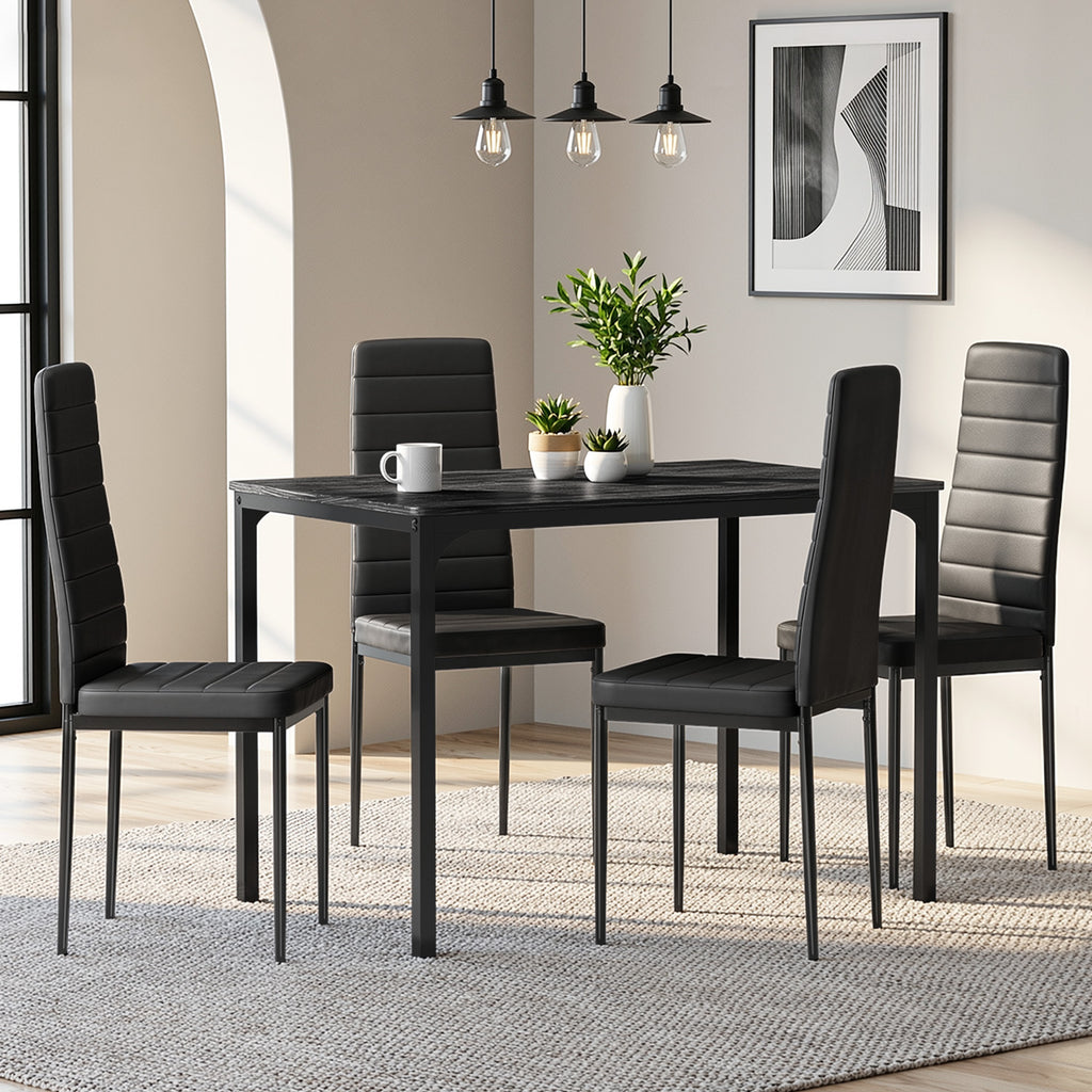 Bealife TB65 Ensemble repas compact pour 4 personnes, Table de salle à manger moderne 5 pièces avec 4 chaises, Gain de place pour petits espaces et cuisines