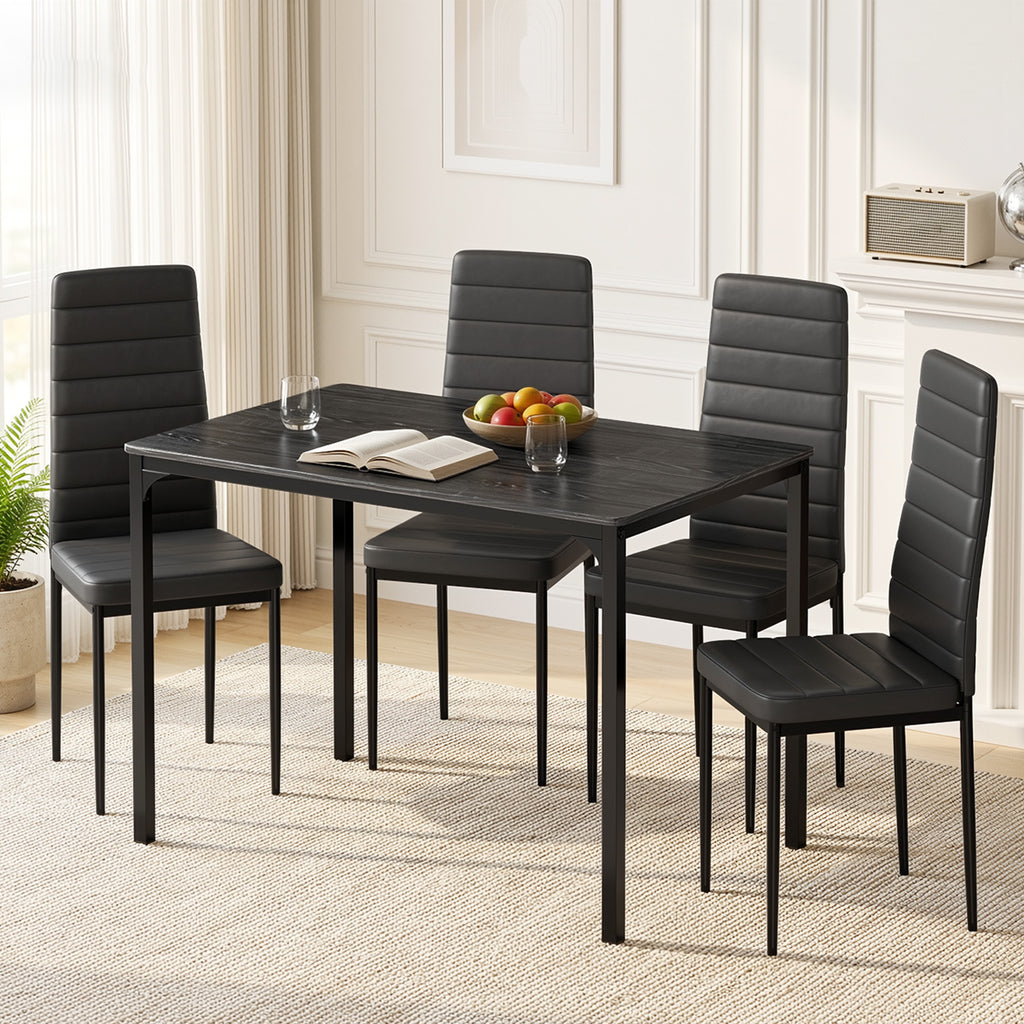 Bealife TB65 Ensemble repas compact pour 4 personnes, Table de salle à manger moderne 5 pièces avec 4 chaises, Gain de place pour petits espaces et cuisines