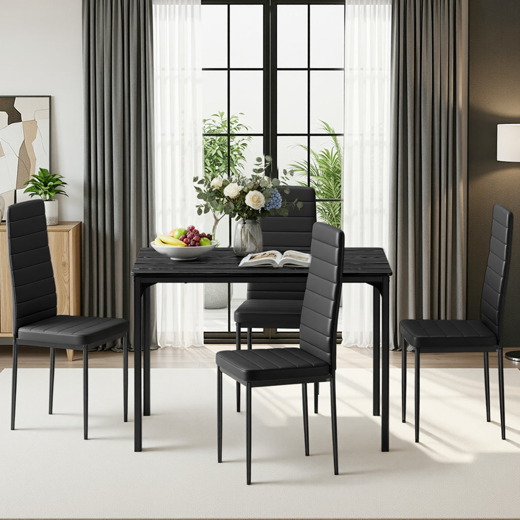 Bealife TB65 Ensemble repas compact pour 4 personnes, Table de salle à manger moderne 5 pièces avec 4 chaises, Gain de place pour petits espaces et cuisines