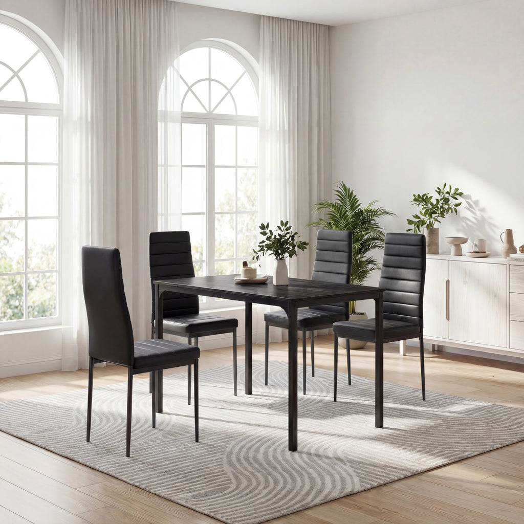 Bealife TB65 Ensemble repas compact pour 4 personnes, Table de salle à manger moderne 5 pièces avec 4 chaises, Gain de place pour petits espaces et cuisines