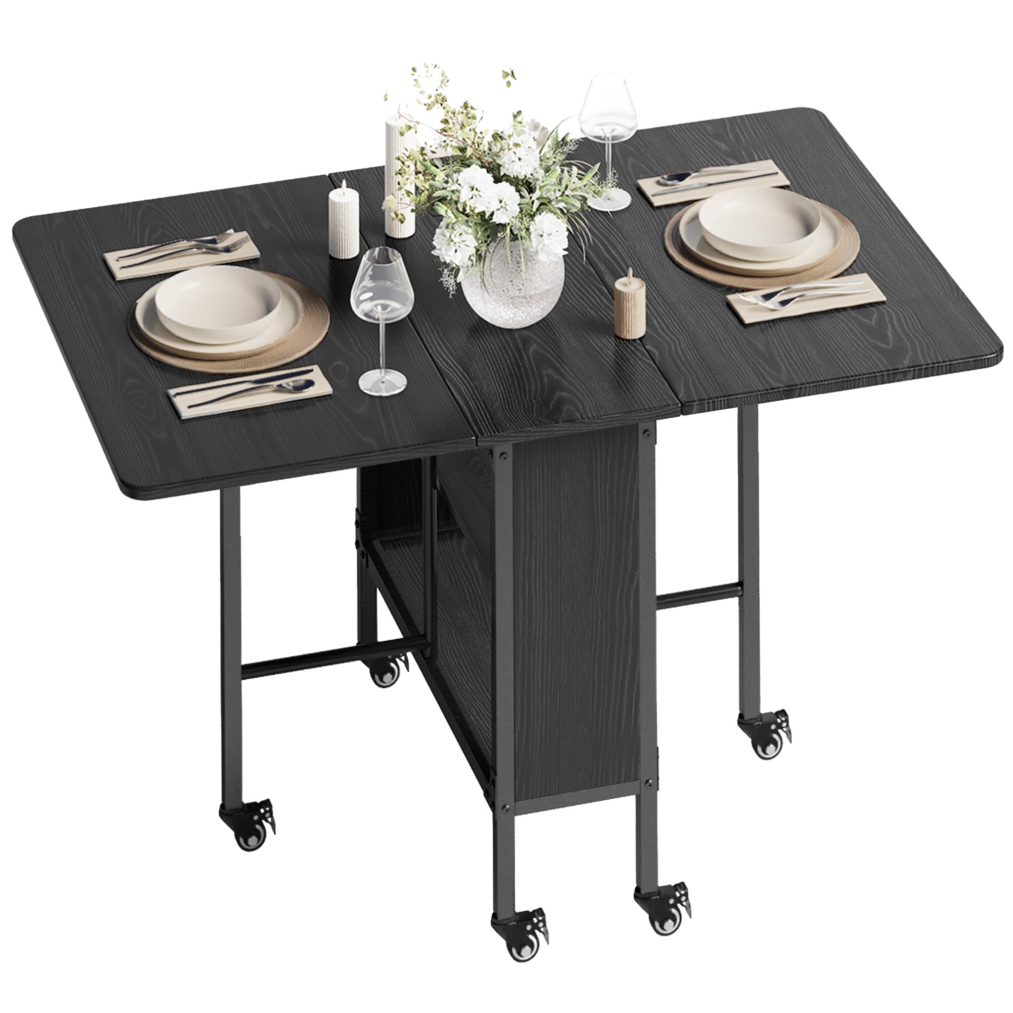 Bealife TB66 Table à manger pliante 3 en 1, chariot de cuisine à roulettes pour petites cuisines, salles à manger, bureaux à domicile