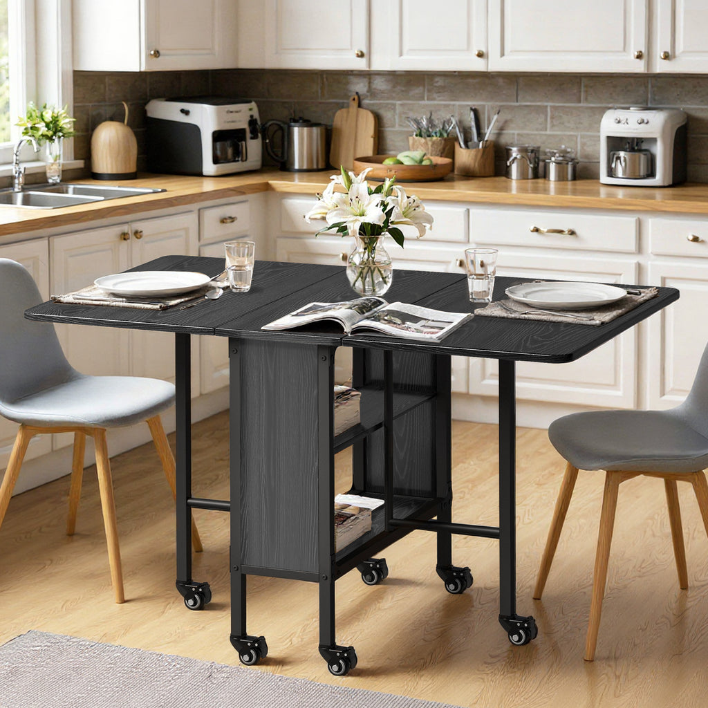 Bealife TB66 3-in-1 Folding Dining Table, Kitchen Island with Wheels for Small Kitchens, Dining Rooms, Home Offices