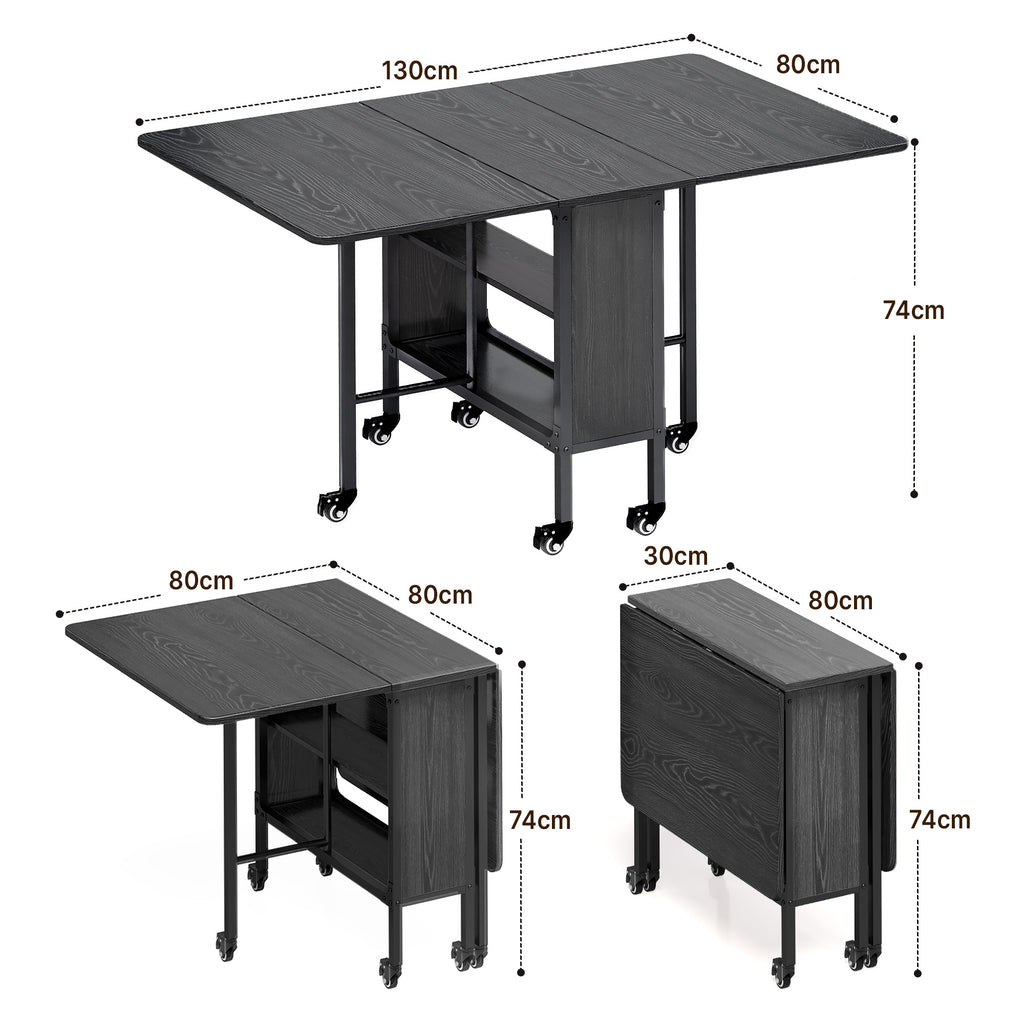 Bealife TB66 3-in-1 Folding Dining Table, Kitchen Island with Wheels for Small Kitchens, Dining Rooms, Home Offices