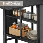 Bealife TB66 3-in-1 Folding Dining Table, Kitchen Island with Wheels for Small Kitchens, Dining Rooms, Home Offices