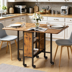 Bealife TB66 3-in-1 Folding Dining Table, Kitchen Island with Wheels for Small Kitchens, Dining Rooms, Home Offices