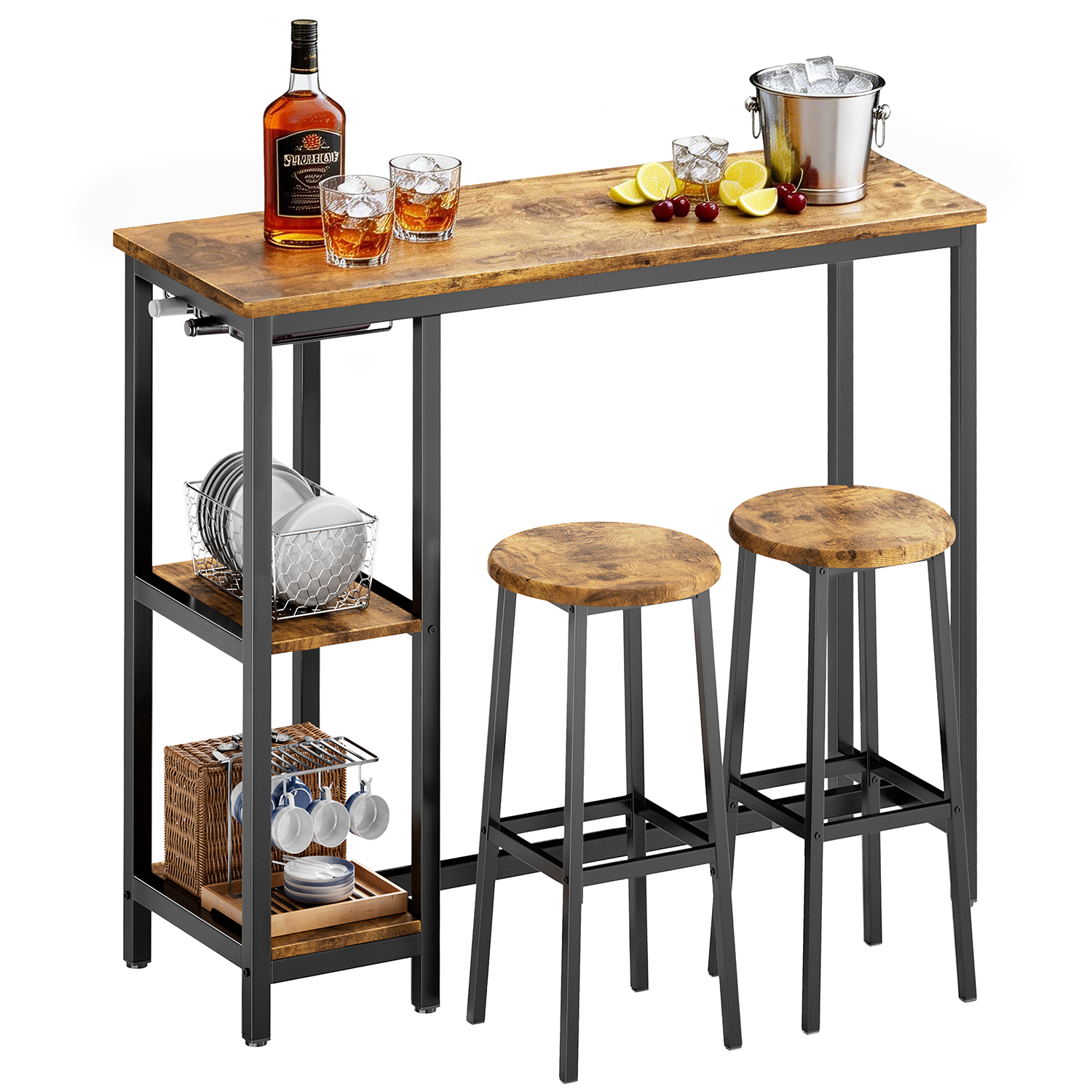 Bealife TB31 Ensemble de table de bar avec 2 tabourets de bar, compact pour 2 personnes
