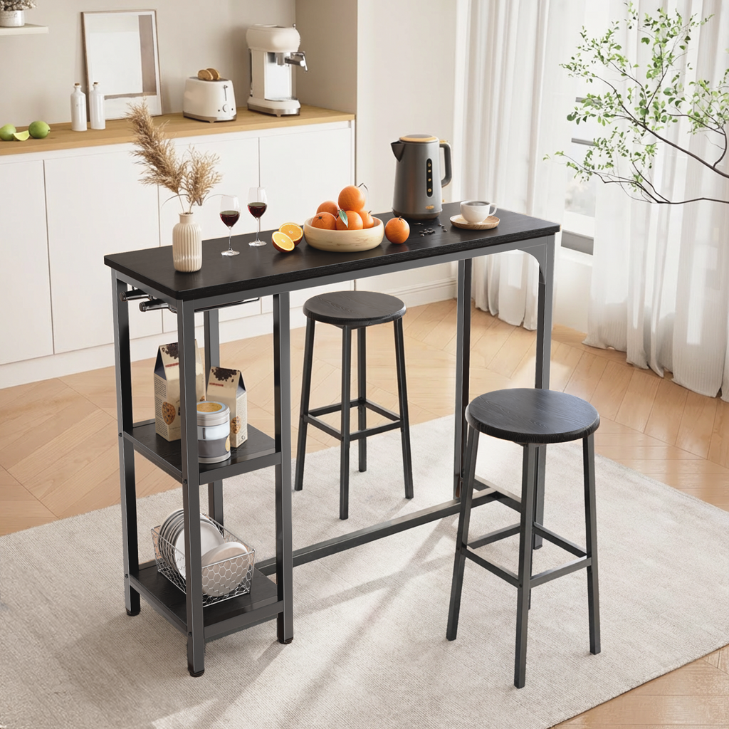 Bealife TB31 Ensemble de table de bar avec 2 tabourets de bar, compact pour 2 personnes