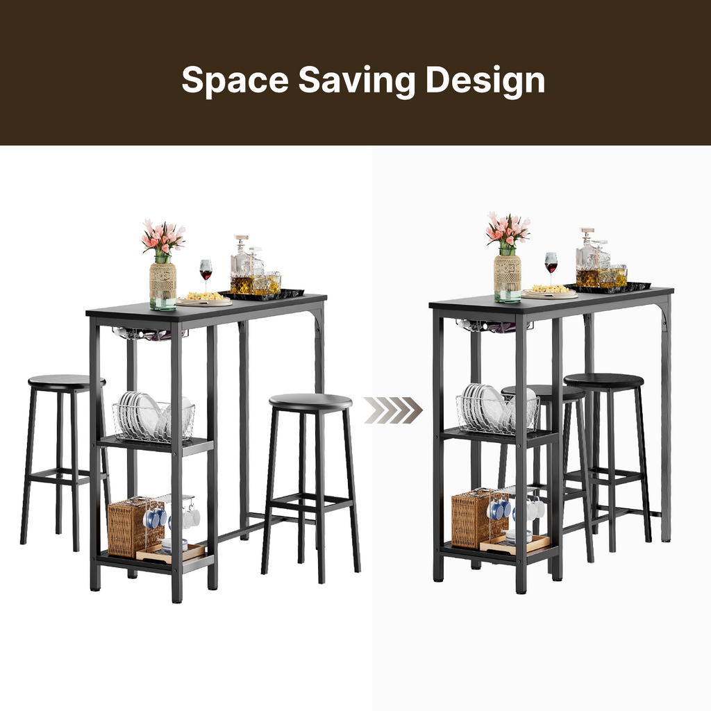 Bealife TB31 Ensemble de table de bar avec 2 tabourets de bar, compact pour 2 personnes