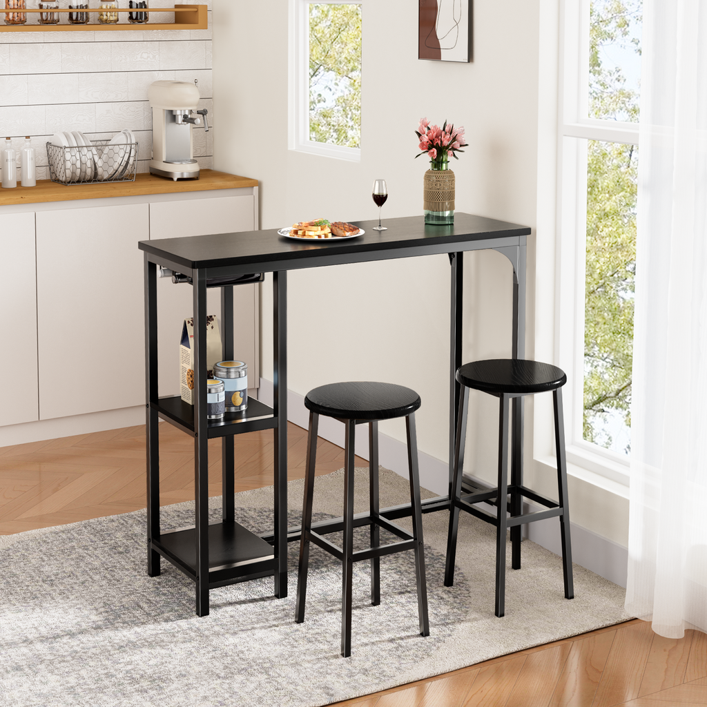 Bealife TB31 Ensemble de table de bar avec 2 tabourets de bar, compact pour 2 personnes