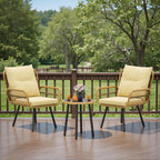 Bealife WR213 Salon de Jardin 3 Pièces, Mobilier de Balcon en Métal avec Coussins Imperméables, Salon Lounge Résistant aux Intempéries pour Balcon Terrasse