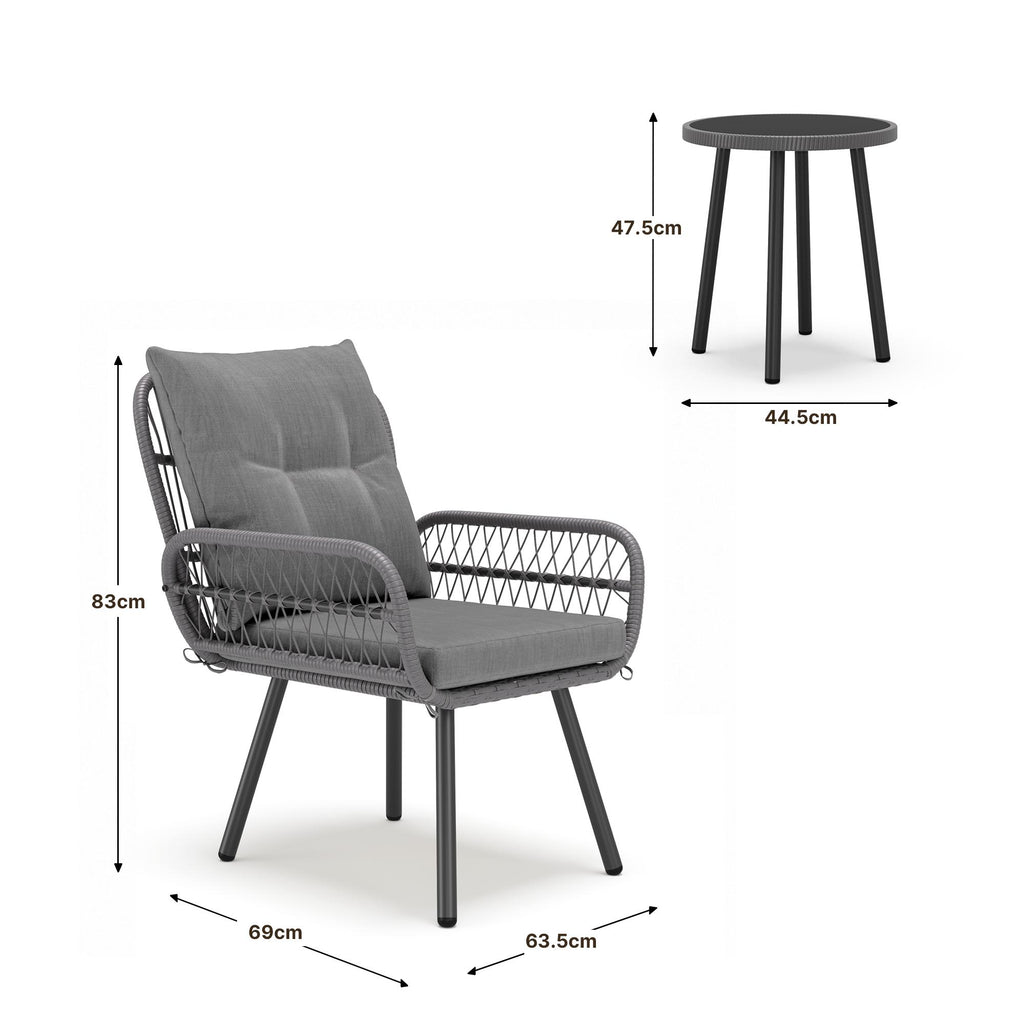 Bealife WR213 Salon de Jardin 3 Pièces, Mobilier de Balcon en Métal avec Coussins Imperméables, Salon Lounge Résistant aux Intempéries pour Balcon Terrasse
