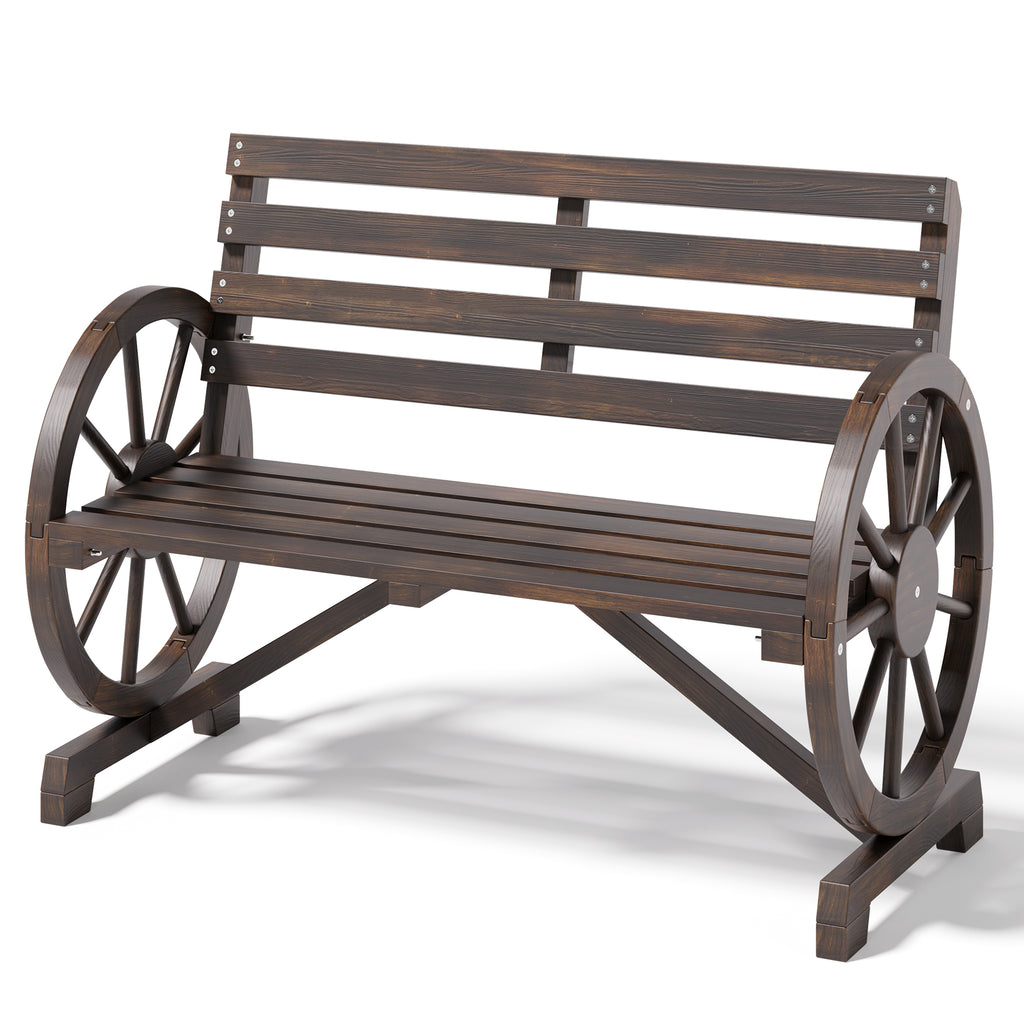 BEALIFE WR219 Banc de jardin vintage 2 places, banc de jardin résistant aux intempéries en bois d'épicéa pour le jardin