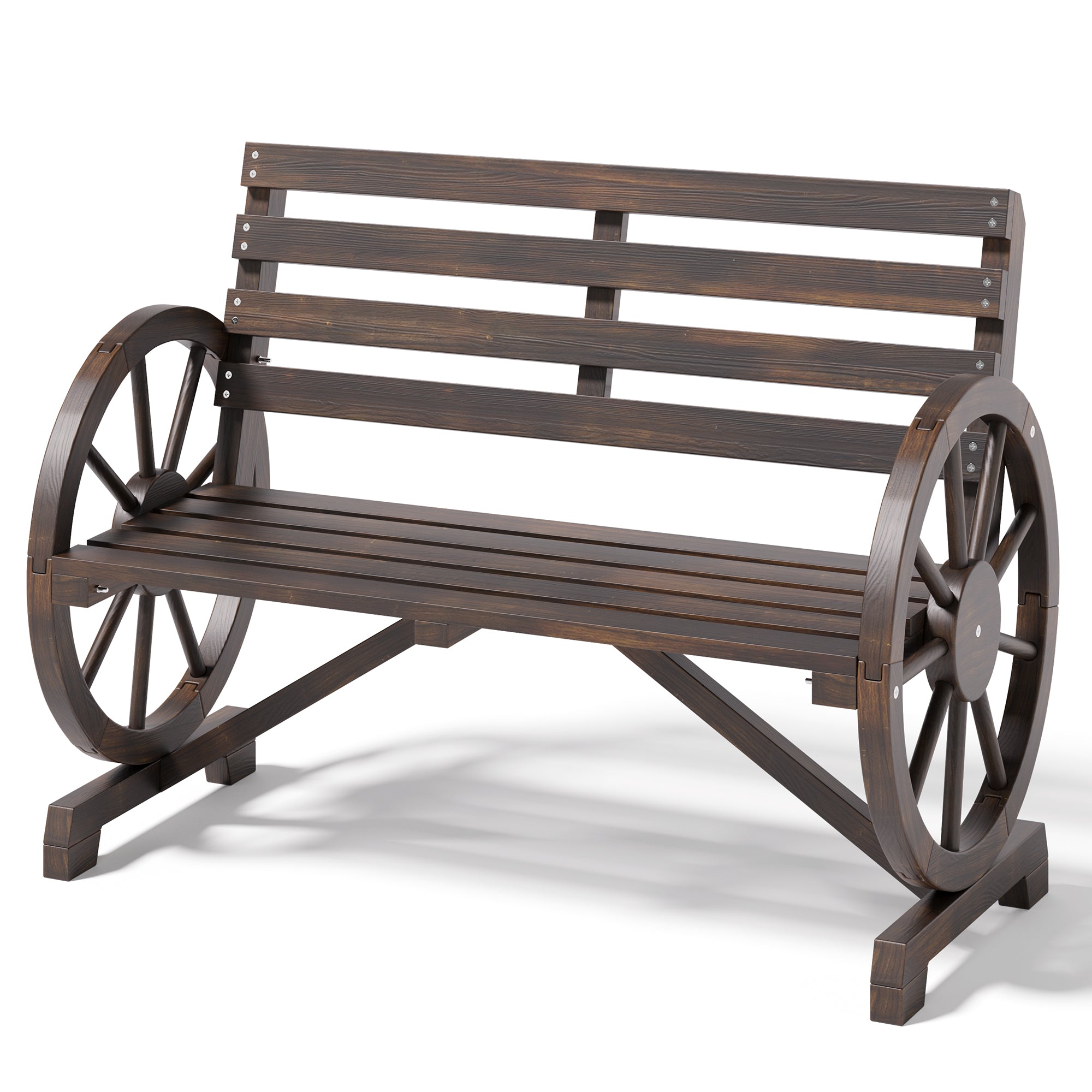 BEALIFE WR219 Banc de jardin vintage 2 places, banc de jardin résistant aux intempéries en bois d'épicéa pour le jardin