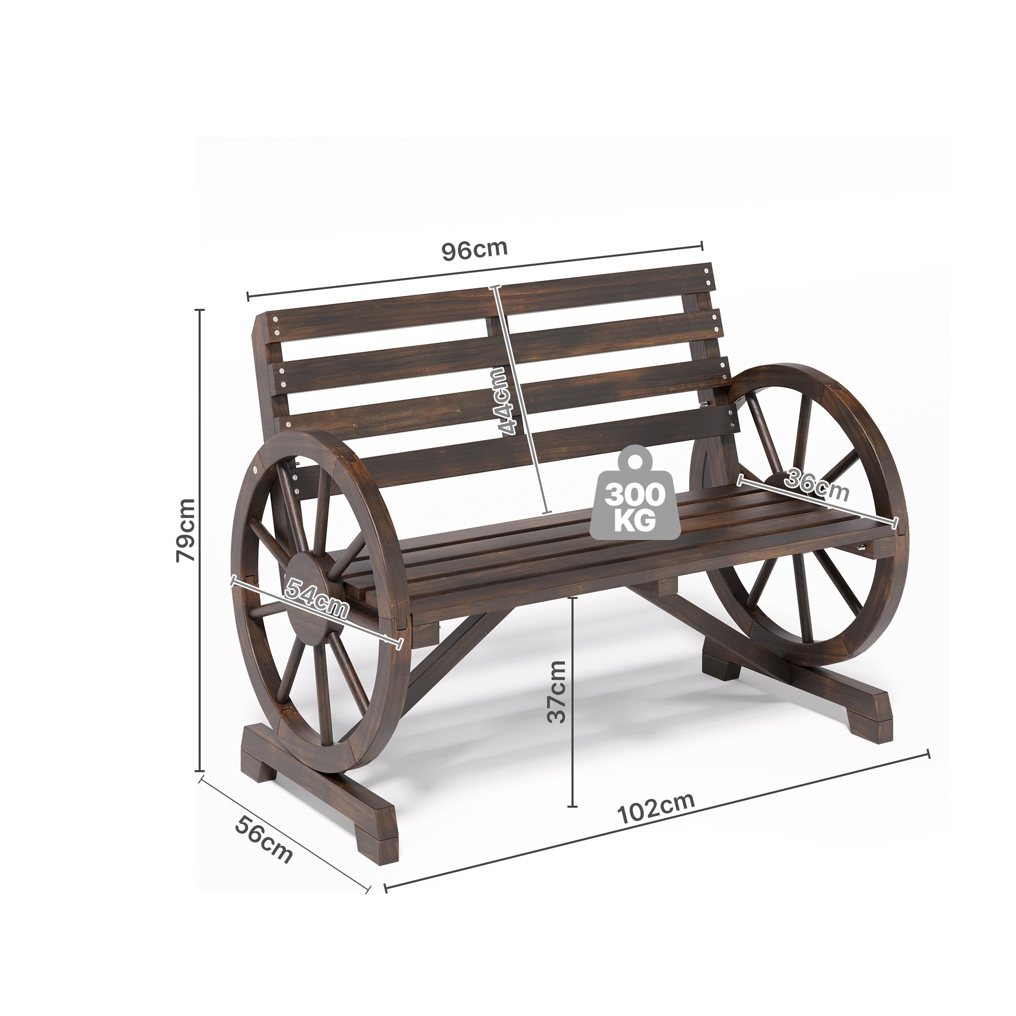 BEALIFE WR219 Banc de jardin vintage 2 places, banc de jardin résistant aux intempéries en bois d'épicéa pour le jardin