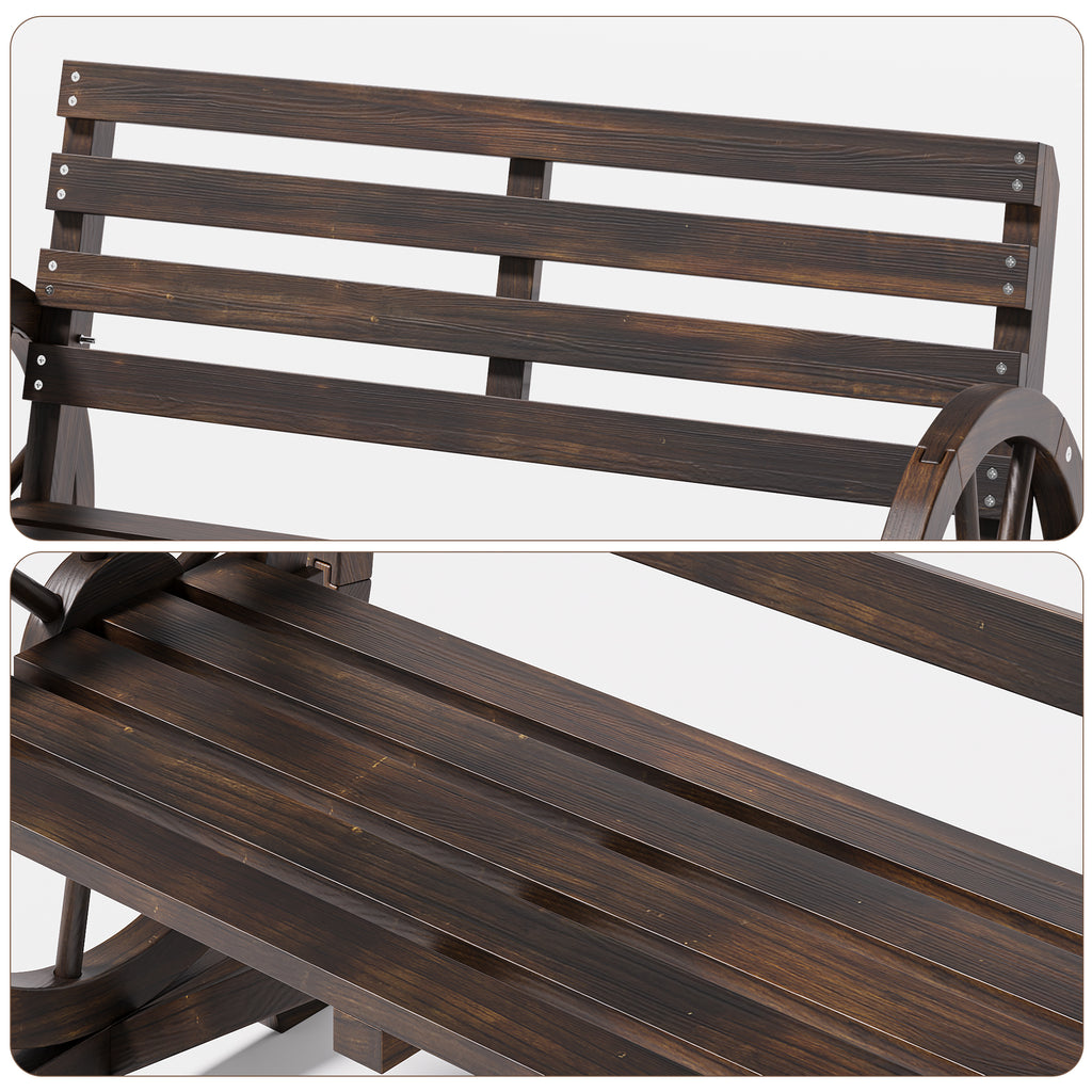 BEALIFE WR219 Banc de jardin vintage 2 places, banc de jardin résistant aux intempéries en bois d'épicéa pour le jardin