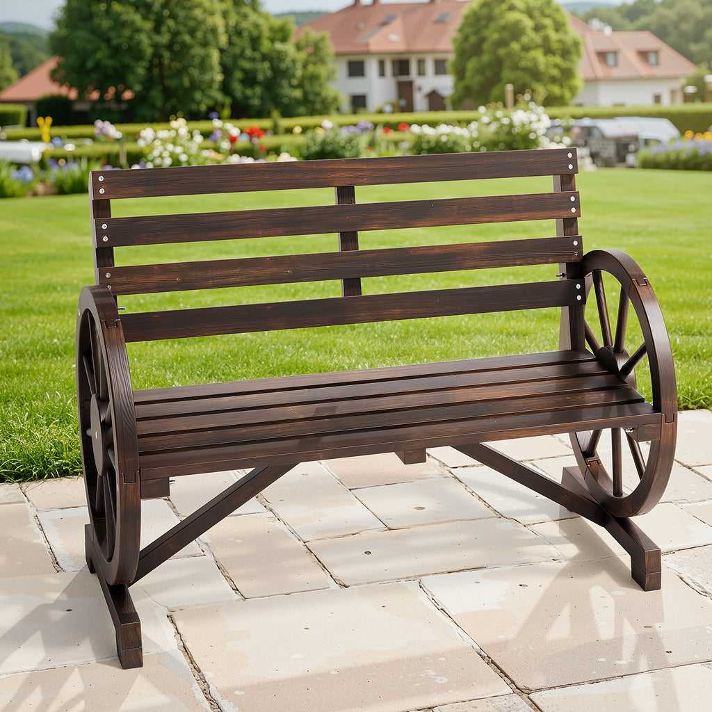 BEALIFE WR219 Banc de jardin vintage 2 places, banc de jardin résistant aux intempéries en bois d'épicéa pour le jardin